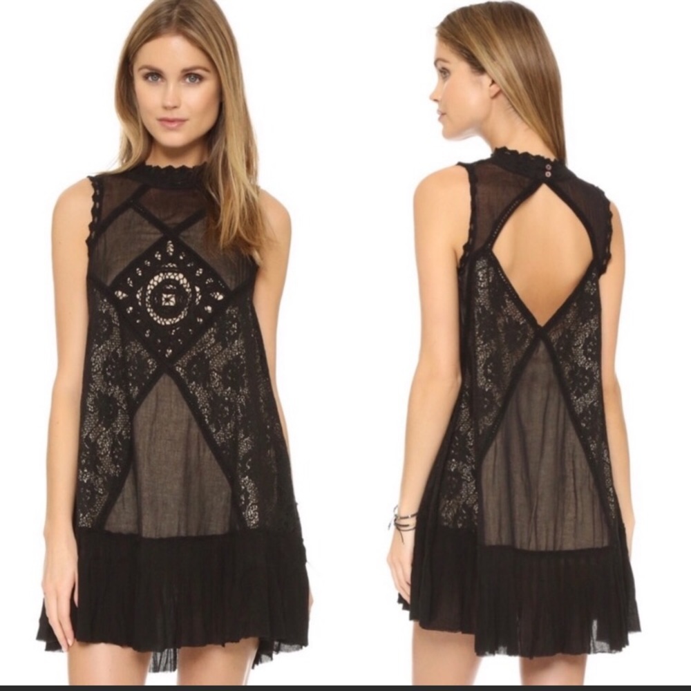 Free People Black Angel Lace Dress
